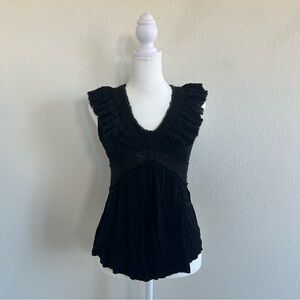 Black Made in France Y2k Ruffled Sequin Mohair Whimsigoth Top
